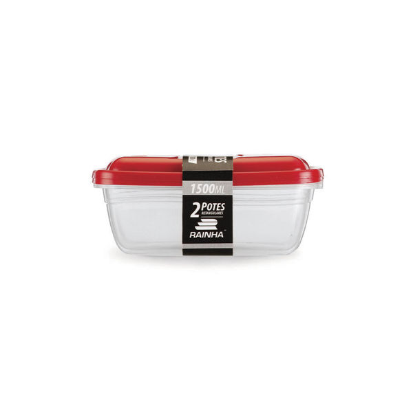 Imagen de Vianda recipiente de plástico rectangular 1.5L, x2   varios colores