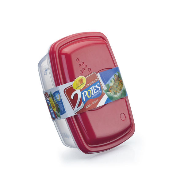 Imagen de Vianda recipiente de plástico rectangular 1L, x2 varios colores