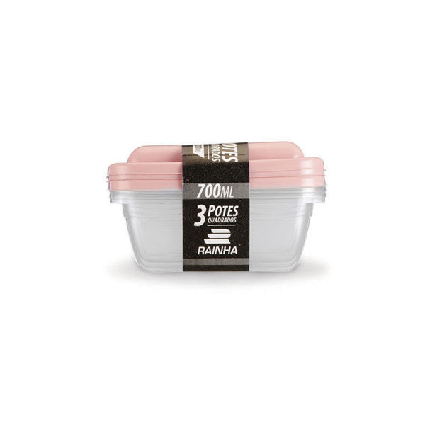 Imagen de Vianda recipiente de plástico 700ml, x3, varios colores
