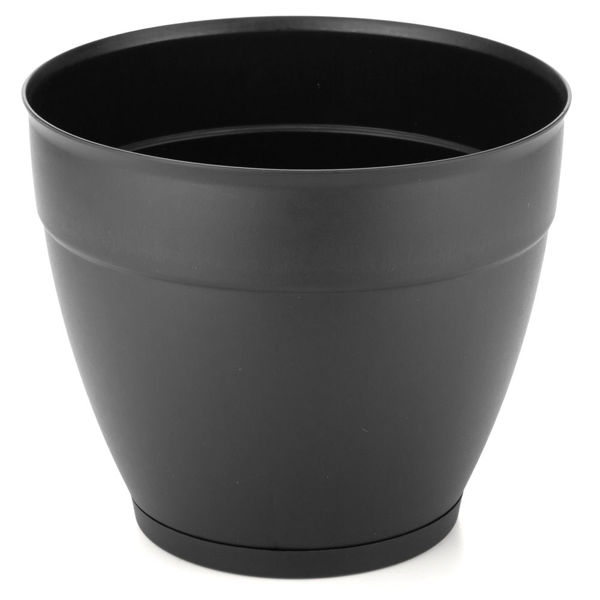 Imagen de Maceta de plástico con plato anti dengue 29,6L, NEGRO