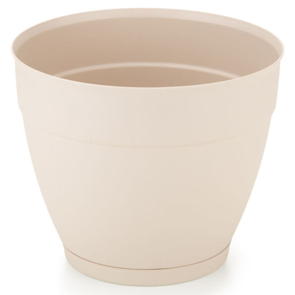 Imagen de Maceta de plástico con plato anti dengue 29,6L, BEIGE