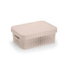 Imagen de Caja organizadora de plástico con tapa calada 11L, BEIGE