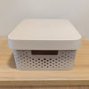 Imagen de Caja organizadora de plástico con tapa calada 11L, BEIGE