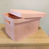 Imagen de Caja organizadora de plástico con tapa calada 17L, ROSADO