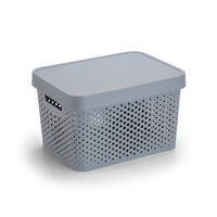 Imagen de Caja organizadora de plástico con tapa calada 17L, GRIS