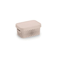 Imagen de Caja organizadora de plástico con tapa calada, 4,5L, BEIGE