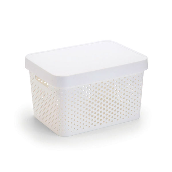 Imagen de Caja organizadora de plástico con tapa calada 17L, BLANCO