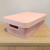 Imagen de Caja organizadora de plástico con tapa calada 11L, ROSADO