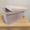Imagen de Caja organizadora de plástico con tapa calada 17L, BEIGE