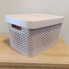 Imagen de Caja organizadora de plástico con tapa calada 17L, BEIGE
