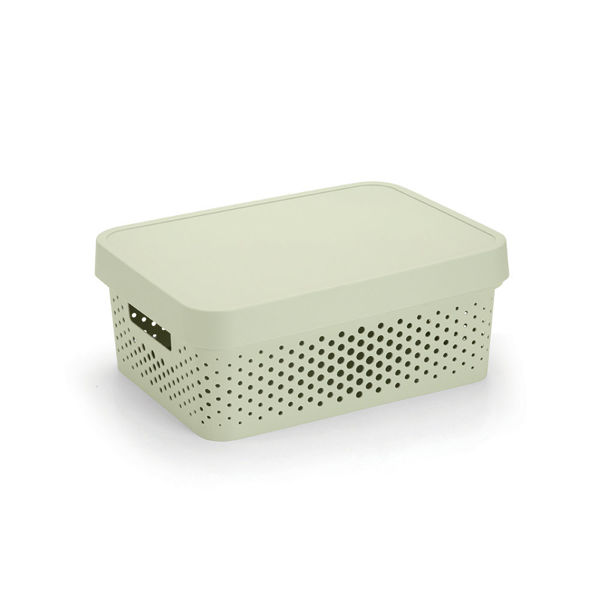 Imagen de Caja organizadora de plástico con tapa calada 11L, VERDE