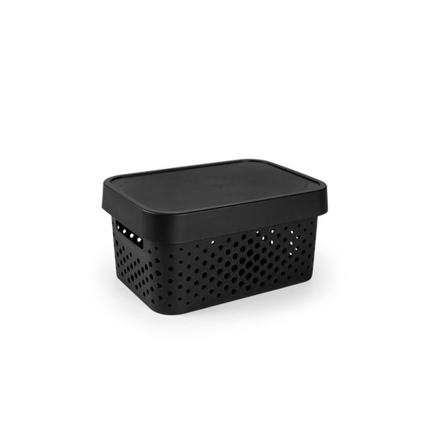 Imagen de Caja organizadora de plástico con tapa calada,, NEGRO