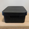 Imagen de Caja organizadora de plástico con tapa calada 11L, NEGRO