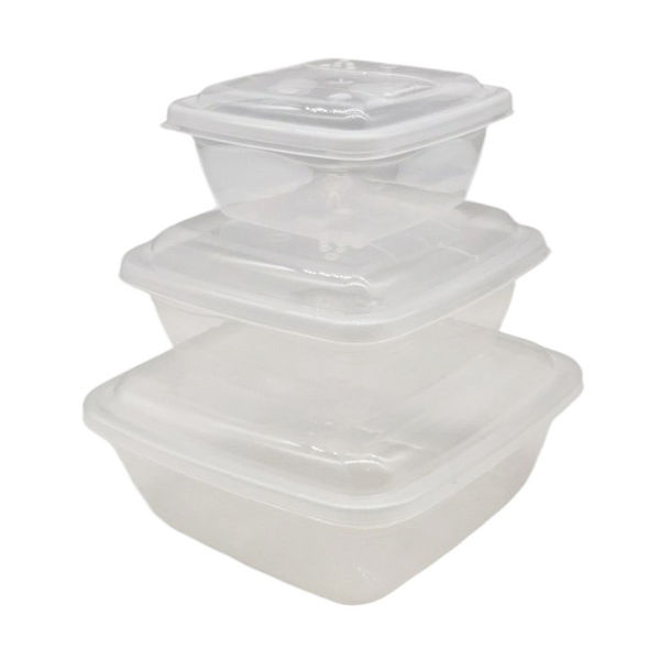 Imagen de Vianda recipiente de plástico 1.5L, x3 350 a 1500ml, transparente