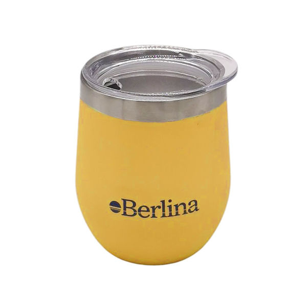 Imagen de Mate con tapa 220ml Berlina MOSTAZA, doble pared de acero inoxidable, en caja
