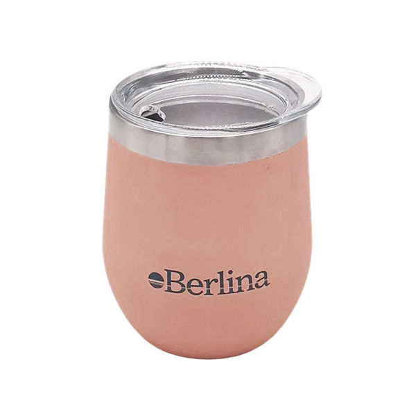 Imagen de Mate con tapa 220ml Berlina ROSADO, doble pared de acero inoxidable, en caja
