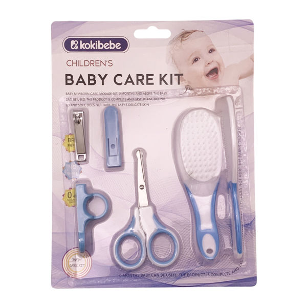 Imagen de Cepillo, peine, tijera con accesorios para bebé, en blister, varios colores