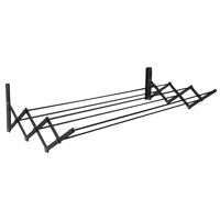 Imagen de Tendedero de pared plegable chico, 6 varillas, de acero pintado, NEGRO Maxeb