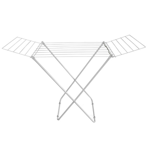 Imagen de Tendedero de ropa de pie con alas, plegable, de acero pintado, BLANCO Maxeb