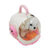 Imagen de Peluche mascota con movimiento, 2AA con valija transportadora y accesorios, 2 colores varios modelos