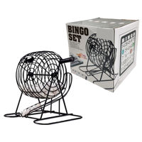 Imagen de Juego de mesa, bingo, bolillero de metal, con cartones y marcadores, en caja