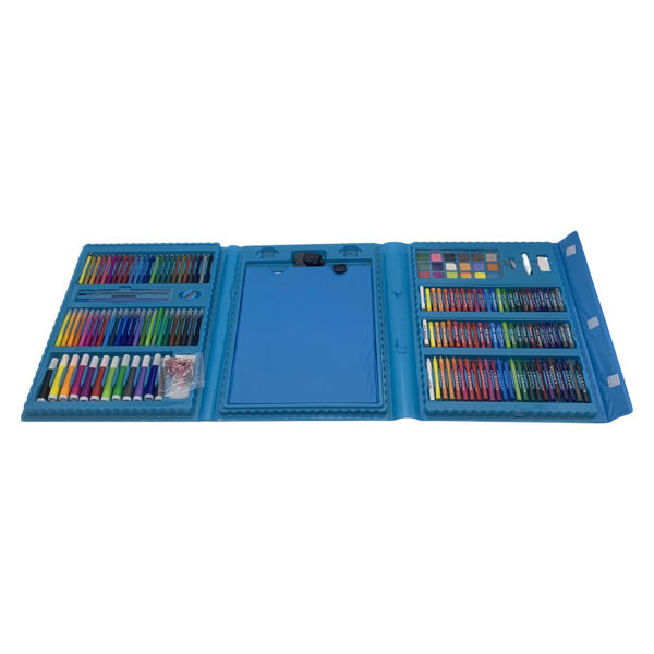 Imagen de Maletín escolar, 208 piezas, contiene marcadores, lápices, crayolas, pasteles, acuarelas, y varios accesorios 2 colores
