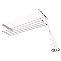 Imagen de Tendedero de ropa colgante de techo y pared, 5 varillas con poleas independientes, de acero pintado, BLANCO Maxeb