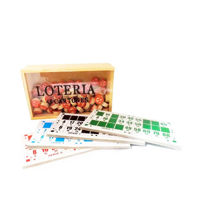 Imagen de Juego de mesa, lotería, 48 cartones con fichas de madera, en caja de madera