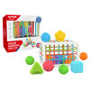 Imagen de Didáctico cubo con elásticos de colores y varias formas apilables, en caja