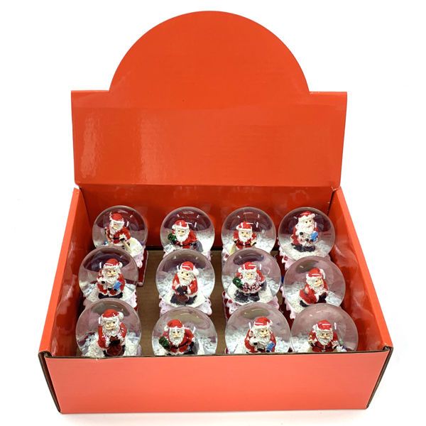 Imagen de Adorno navideño, bola de vidrio con nieve, Papá Noel, CAJA x12