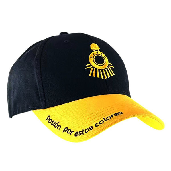 Imagen de Gorro con visera, diseño bordado tren amarillo negro, Armoric