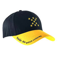 Imagen de Gorro con visera, diseño bordado estrellas amarillo negro, Armoric