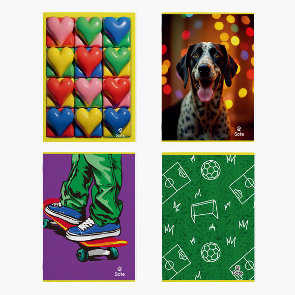 Imagen de Cuaderno de 72 hojas rayado, Sote PACK x8, 4 diseños