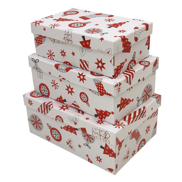 Imagen de Cajas forradas, set x3, diseño navidad