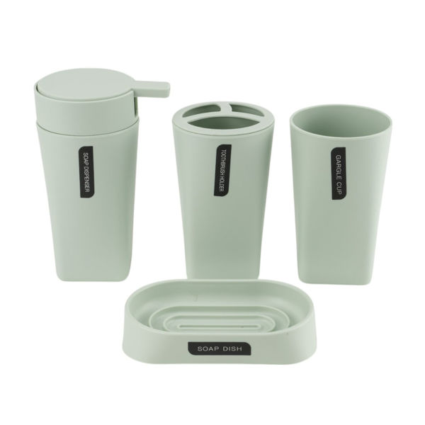 Imagen de Dispensador de jabón de plástico, con accesorios, 4 piezas, VERDE CLARO, Berlina Home, en caja