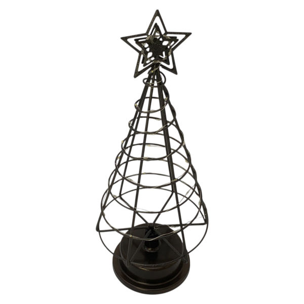 Imagen de Adorno árbol navideño para mesa, de metal con luz, 3AAA en caja, 2 colores