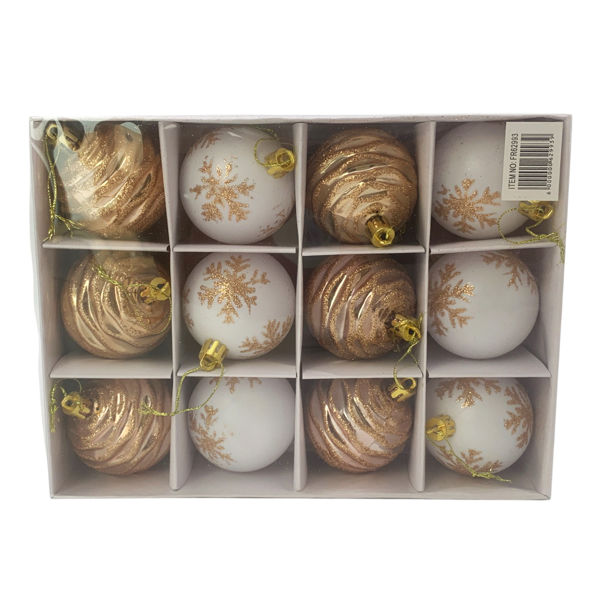 Imagen de Bolas navideñas x12 6cm, con diseño, en caja