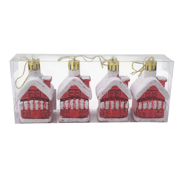 Imagen de Adorno navideño casa x4, en caja