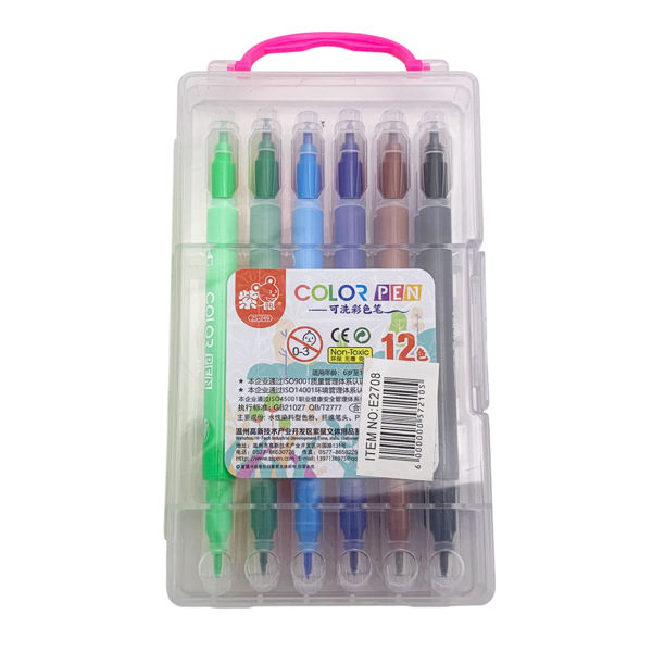 Imagen de Marcadores doble punta x12 colores, en estuche de plástico