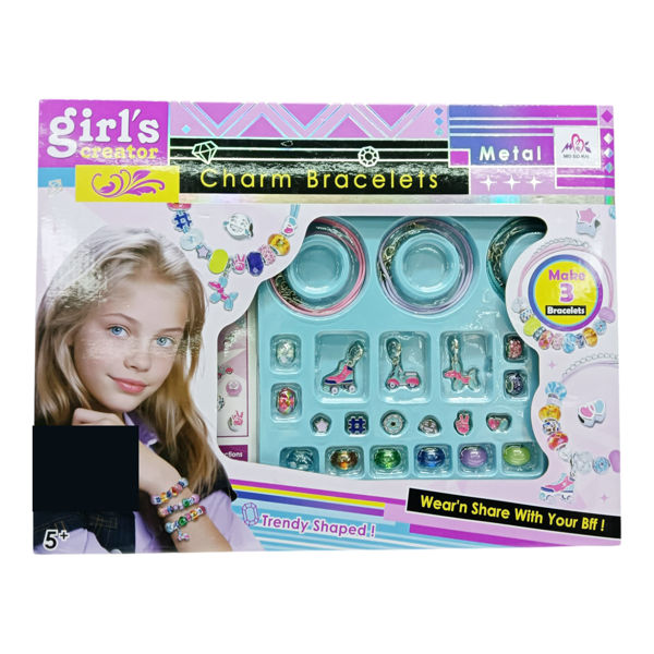 Imagen de Cuentas para armar pulseras y collares, dijes de metal en caja