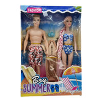 Imagen de Muñeca y muñeco con bote y accesorios, en caja