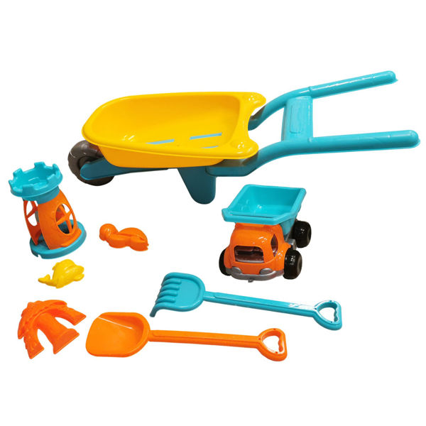 Imagen de Juego de playa, carretilla grande con 7 accesorios, en red varios colores