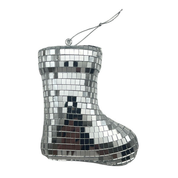 Imagen de Adorno navideño facetado espejado, bota, en bolsa