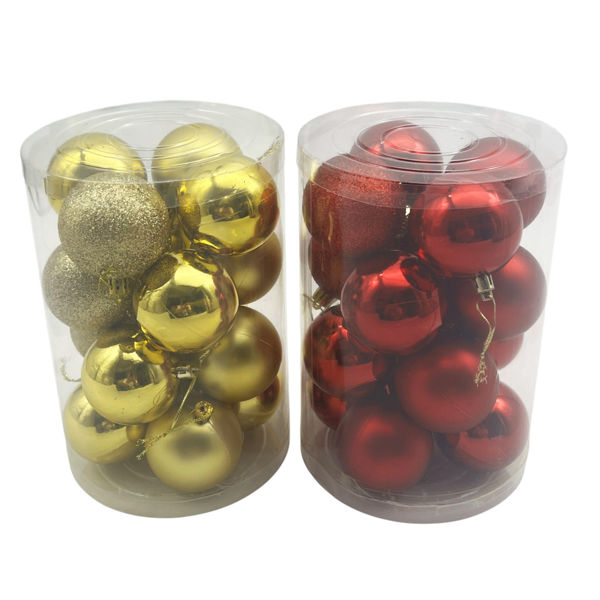 Imagen de Bolas navideñas x16 6cm, 3 texturas en caja, varios colores