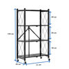 Imagen de Mueble estantería de metal plegable con ruedas, 4 estantes NEGRO, en caja