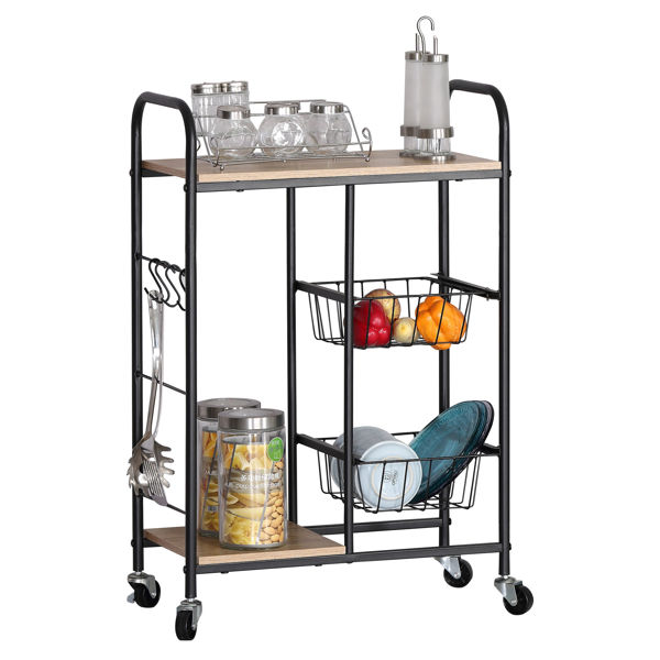 Imagen de Mueble organizador de hierro y MDF, con ruedas 2 canastos 1 estante, en caja Berlina Home