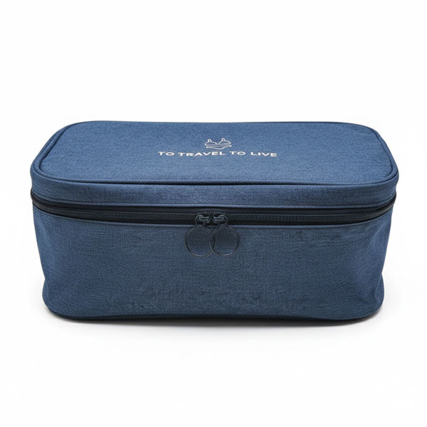 Imagen de Neceser para viaje de tela con cierre, varias reparticiones, Berlina Travel AZUL