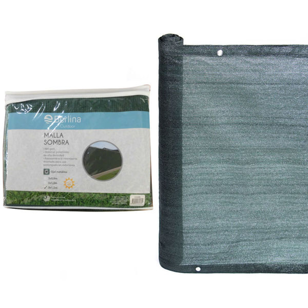 Imagen de Lona malla sombra de polietileno de alta densidad, 180gsm con ojales de aluminio, resitencia a UV,  3x1.5m, VERDE, en bolsa, Berlina Outdoor