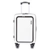 Imagen de Valija Berlina chica BLANCO, rígida, carry on, con bolsillo exterior para laptop, ruedas omnidireccionales 360, manija telescópica, tranca numérica, correa para ajustar ropa, bolsillo interior con cierre