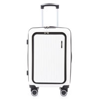 Imagen de Valija Berlina chica BLANCO, rígida, carry on, con bolsillo exterior para laptop, ruedas omnidireccionales 360, manija telescópica, tranca numérica, correa para ajustar ropa, bolsillo interior con cierre